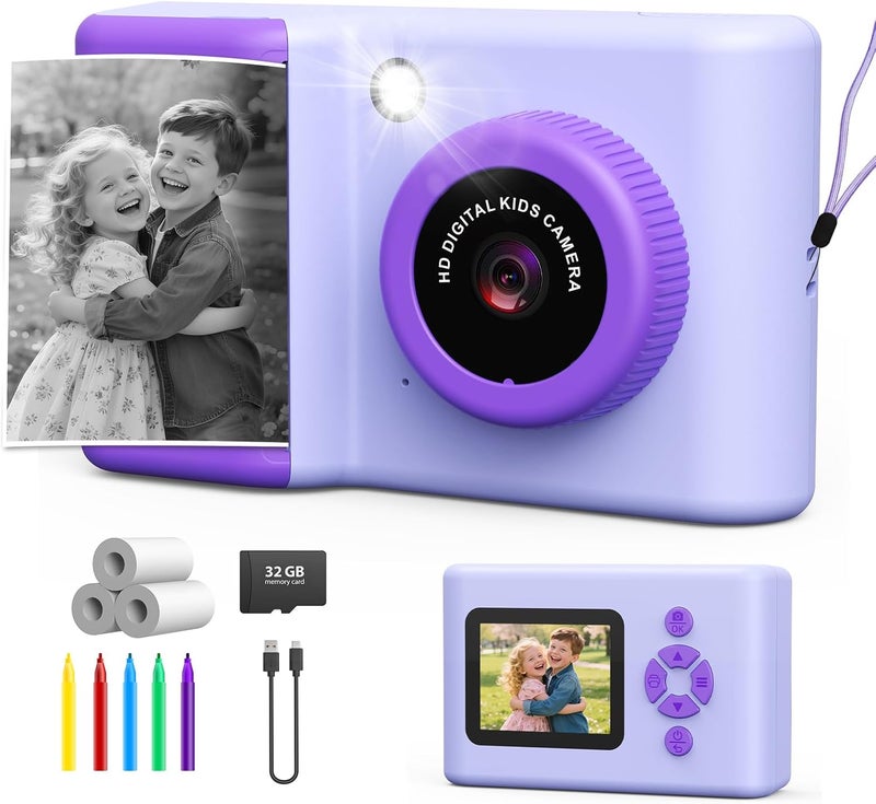 Usteetic Kids Camera Instant Print, 20MP 1080P Video Instant Print Camera for Kids with 32GB SD Card, 240 Photos Printing, Face Recognition, ABS Durable, Christmas Birthday Gifts for Ages 3-12 - Image 1